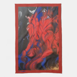 Blå röd svart vit Abstrakt Akryla Kökshandduk