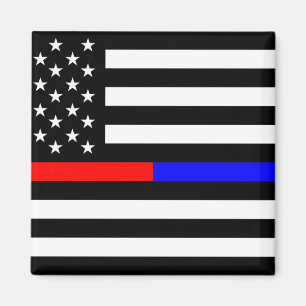 blå röd, tunn polisbrandsymbol usa magnet