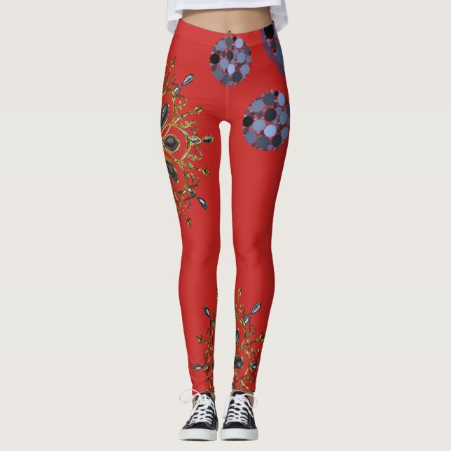 blå röda gul långa leggings (Framsida)
