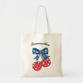 blå röda patriotiska körsbär med bandmonogram tygkasse