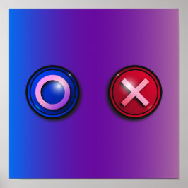 Blå Röda Röstknappar Gradient Gaming Väggkonst
