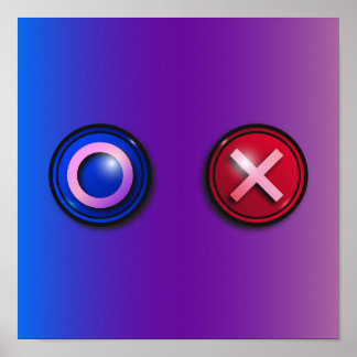 Blå Röda Röstknappar Gradient Gaming Väggkonst