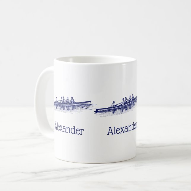 Blå Rodd Roddare Besättning Team Vattensport Kaffemugg (Framsida vänster)