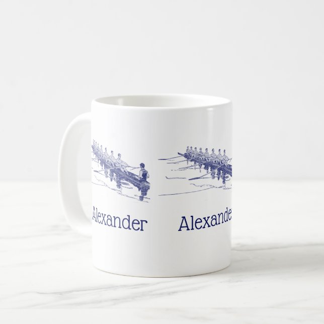 Blå rodd roddare besättningsteam Vattensport #3 Kaffemugg (Framsida vänster)