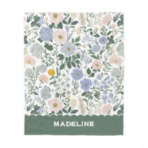 Blå Rödfärgad Cottagecore Vildblomma Monogram Namn