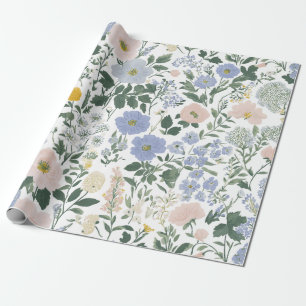 Blå Rödfärgad Cottagecore Vildblomma Presentpapper