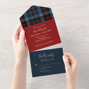 Blå rödfläckig bröllop celtic tartan plaid