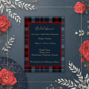 Blå rödfläckig bröllop celtic tartan plaid inbjudningar