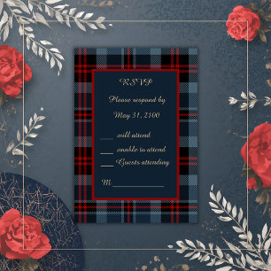 Blå rödfläckig bröllop celtic tartan plaid OSA kort