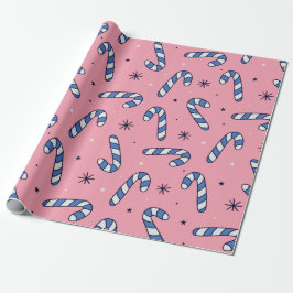 Blå rödpipor på rosa julmönster presentpapper