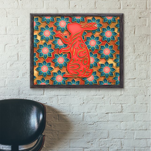 Blå rödröd Guld, kinesiskt nyår Poster (Skapare uppladdad)