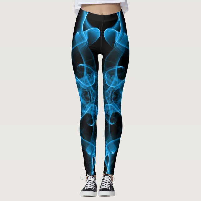 Blå rök Symmetrisk minimalistisk svart Leggings (Framsida)