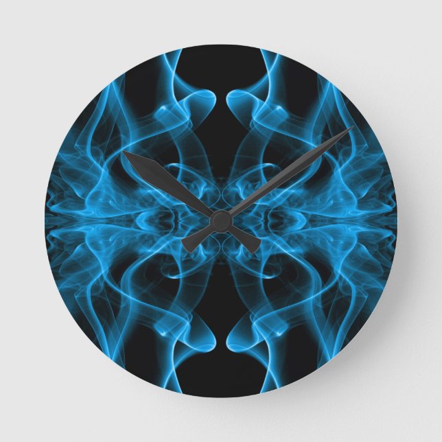 Blå rök Symmetrisk minimalistisk svart Rund Klocka (Framsida)