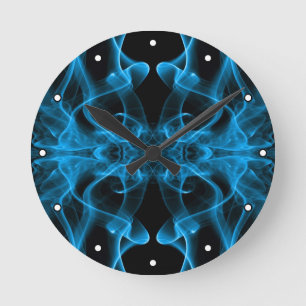 Blå rök Symmetrisk minimalistisk svart Rund Klocka