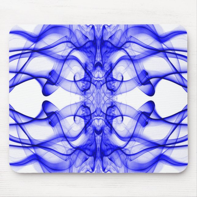 Blå Rök Symmetrisk Minimalistisk Vit Musmatta (Framsidan)