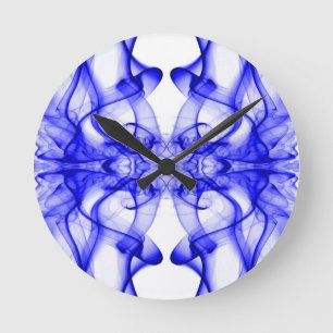Blå Rök Symmetrisk Minimalistisk Vit Rund Klocka