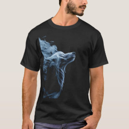 Blå Rök Ulv T-Shirt | Mystisk Ulv Grafisk Design