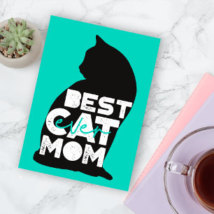 Blå rolig mors dag bästa kattmamma någonsin julkort