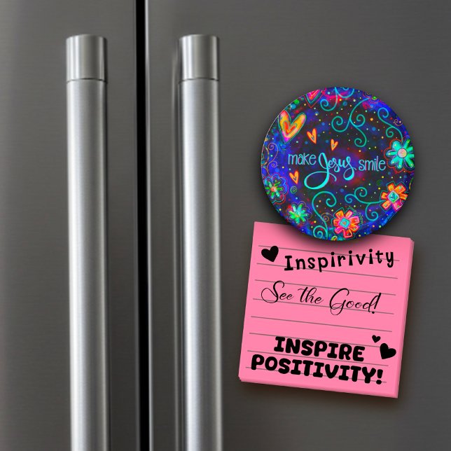 Blå Roligt Gör Jesus Smile Blommigt Inspirief Magnet (Skapare uppladdad)