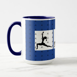Blå Roligt Yoga Designer Combo Coffee Mugg/Kopp Mugg