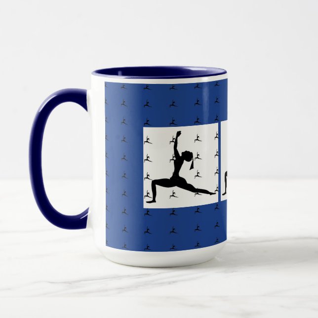 Blå Roligt Yoga Designer Combo Coffee Mugg/Kopp Mugg (Vänster)