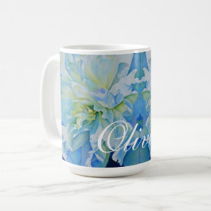 Blå, romantisk peonfärgning kaffemugg