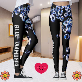 Blå romb, modern Trendig, svart Mode-mall Leggings