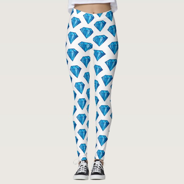 Blå rombalkar leggings (Framsida)