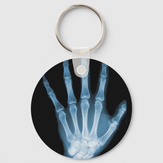 Blå röntgenstråle Skeleton Hand Nyckelring (Framsida)