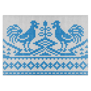 Blå Rooster korsstygnsdesign