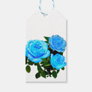 Blå ros blå blommor presentetikett