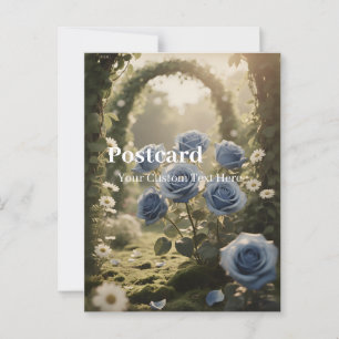 Blå Ros Blommar – Elegant Romantisk Meddelande Vykort