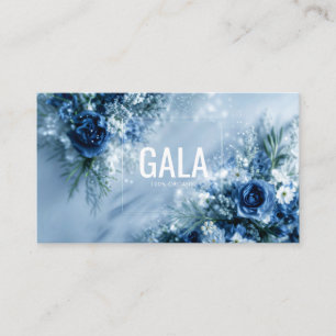 Blå Ros Blommig Icy Silver Glitter Ren Ram Visitkort