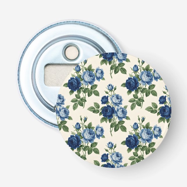 Blå Ros Blommig Mönster Flasköppnare (Framsidan)