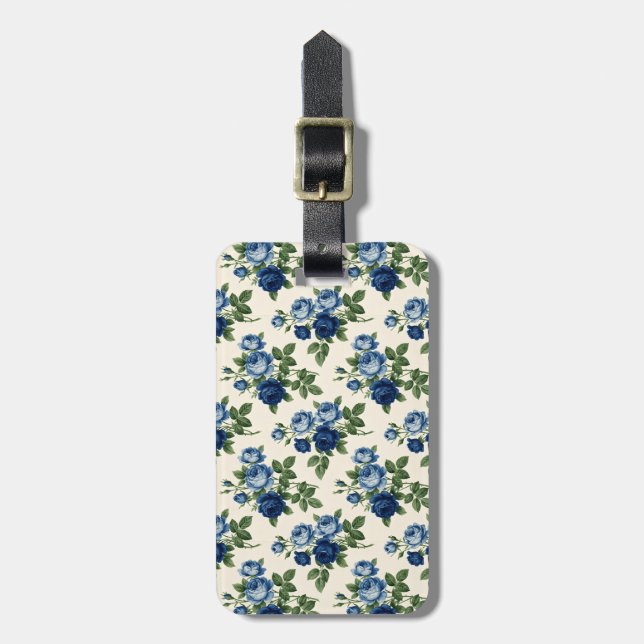 Blå Ros Blommönster Bagagebricka (Vertikal Framsida)
