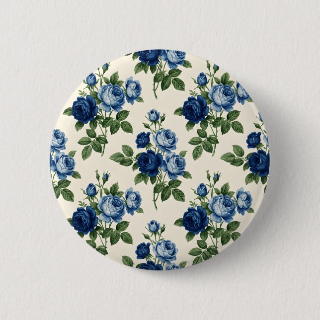 Blå Ros Blommönster Knapp (Framsida)