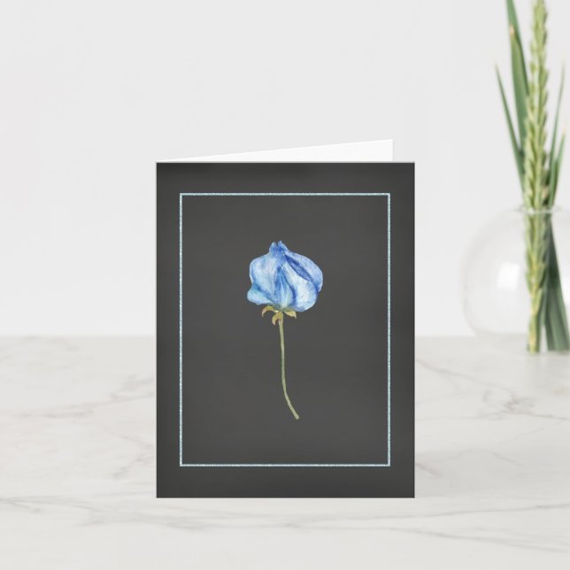 Blå Ros Knopp Noteskort Kort (Framsida)