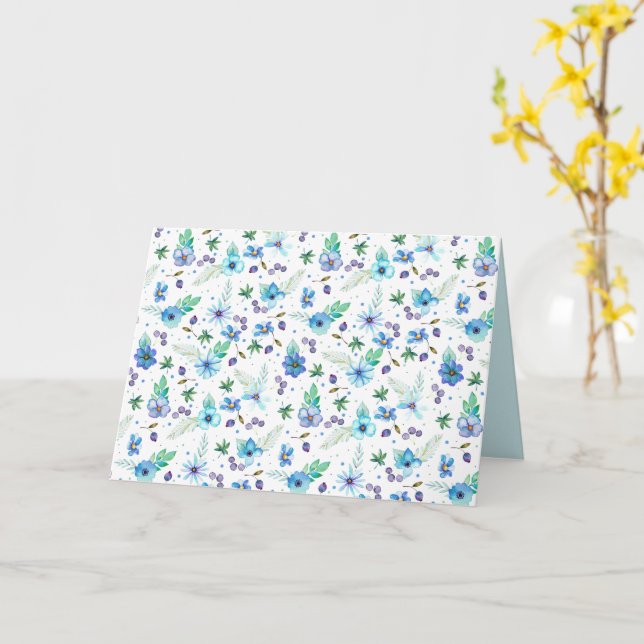 Blå ros kort (Gul blomma)