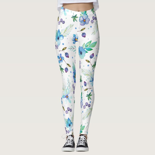 Blå ros leggings (Framsida)