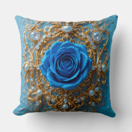 💙 Blå Ros Pärl Design För Glam Interiörer 💙 Kudde