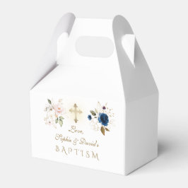 Blå Rosa Blå Guld BlommorVänsterbaptism Presentaskar