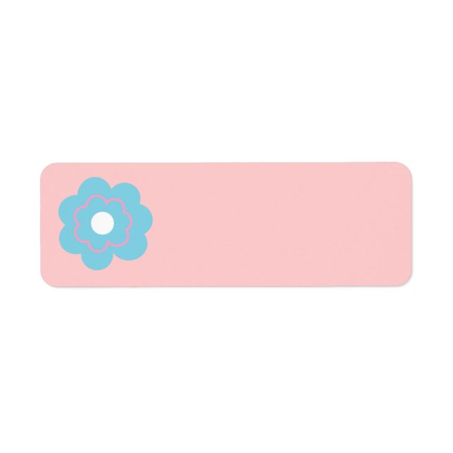 Blå Rosa blomma Returadress Etikett (Framsidan)