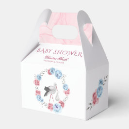 Blå Rosa Blommig Stork Vinter Bebis Shower Presentaskar