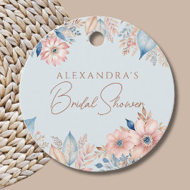 Blå Rosa Blommigt Boho Chic Möhippa Tack Gåvor Etiketter
