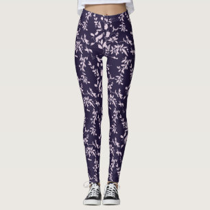 Blå/Rosa Blommigt Leggings