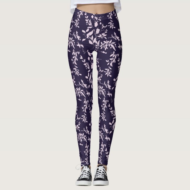 Blå/Rosa Blommigt Leggings (Framsida)