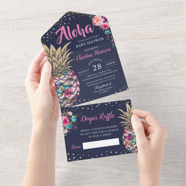 Blå Rosa-Blommigten för ananas-, babykläder allt i (Avrivbar del)