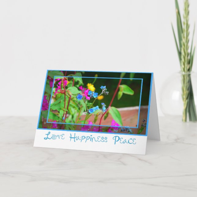 Blå-Rosa-blomskort Kort (Framsida)