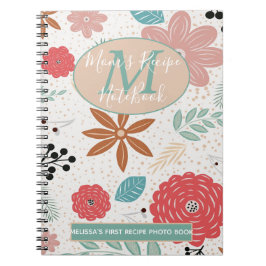 Blå Rosa Blue Brown Monogram Mamma 1:a receptet Anteckningsbok