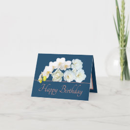 Blå Rosa Bouquet White Flowers Grattis på födelsed Kort